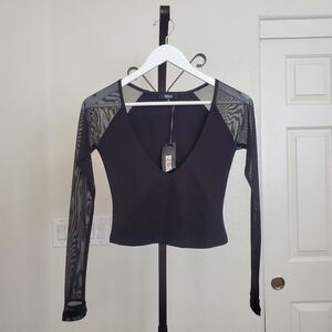 NWT POSTER GRL Black Long Sleeve Top, Small